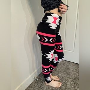 Buttery soft Pink and black Aztec leggings